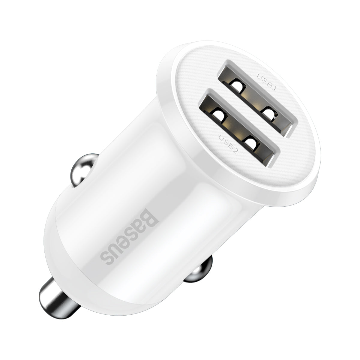 Baseus Grain Pro Series Smart Fast Charge Dual USB 4.8A 12V-24V Car Charger White