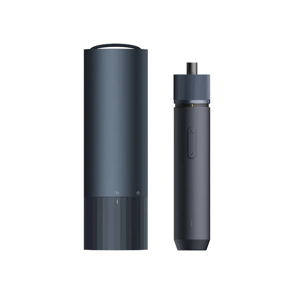 HOTO 3.6V Screwdriver Kit (Classic), Two black cylindrical devices on a white background