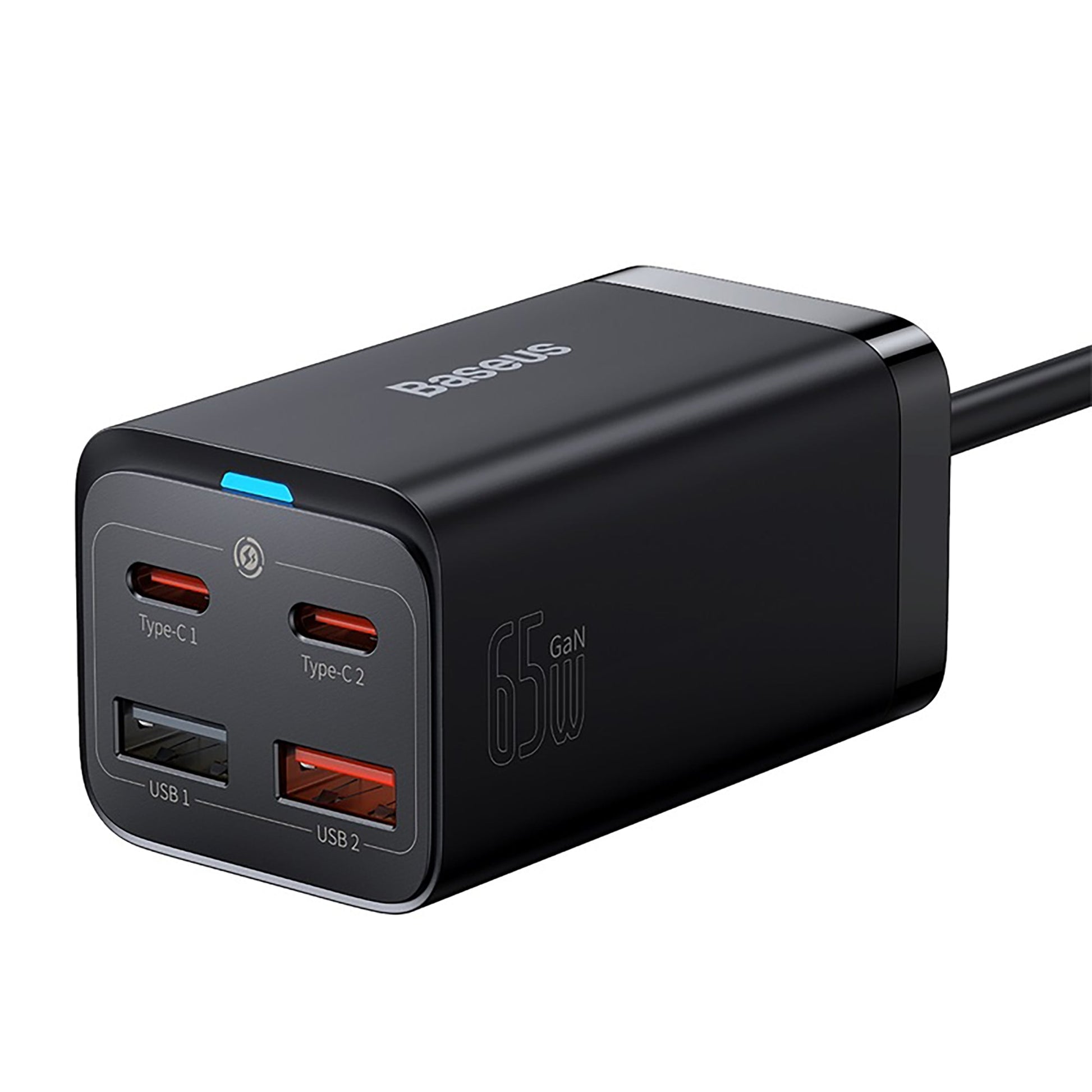 Baseus GaN3 Pro Desktop Fast Charger 2C+2U 65W EU - Black background white