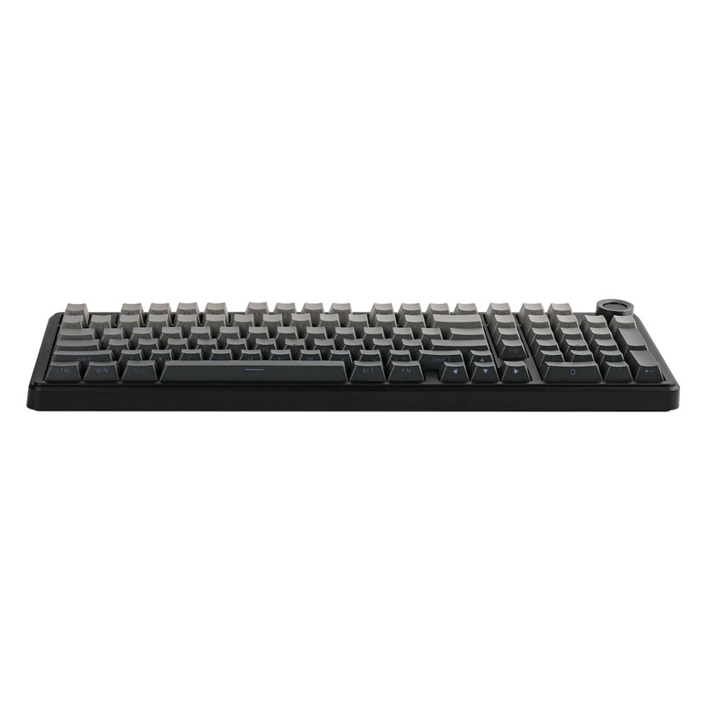 Black mechanical keyboard on a white background