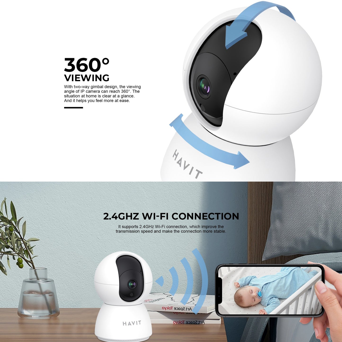 HAVIT IPC20 2MP Smart Pan/Tilt 360 Night Vision IP Camera