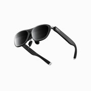 Rokid AR Spatial AR Glasses (215" Virtual Screen, 120Hz, USB‑C, Myopia Adjustment) Black sunglasses with a brand logo on a white background
