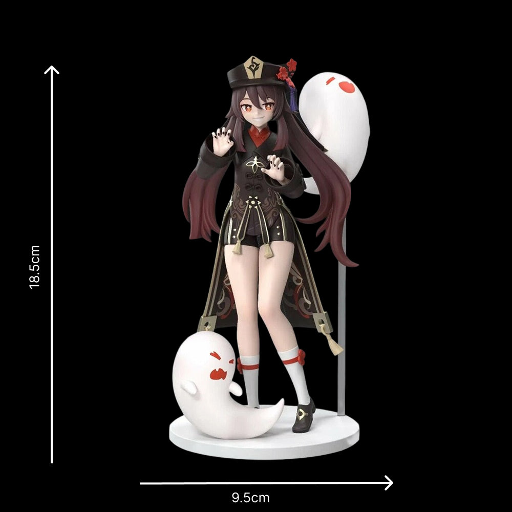 Figurine with measurements on a black background