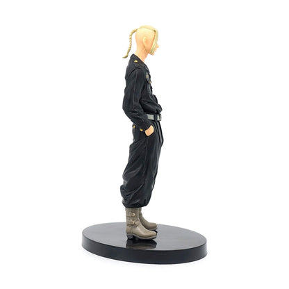 Figurine of a character in a black outfit with a white background