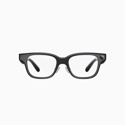 Rokid AI Glasses (12MP POV Camera, Dual‑Eye AR Display, 89‑Language Translation) Black eyeglasses on a white background