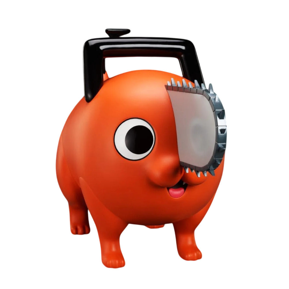 Orange character with a black handle on a white background
