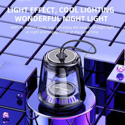 Decorative night light with text on a reflective surface