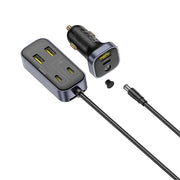 Car charger with multiple ports on a white background
