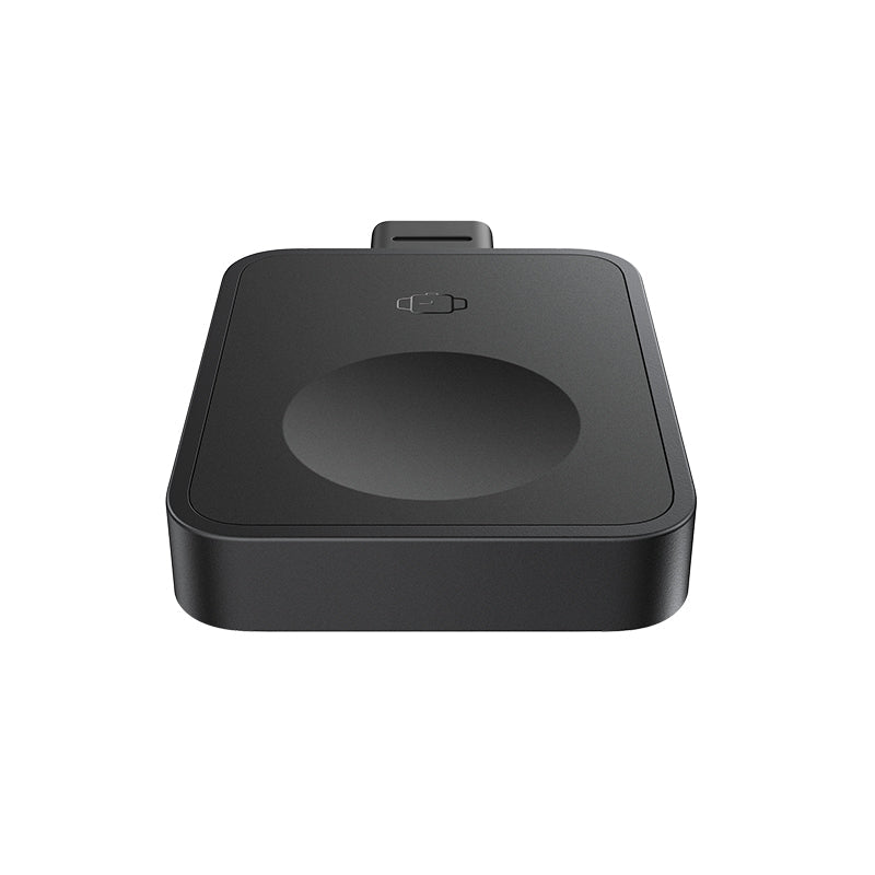 Black electronic device on a white background