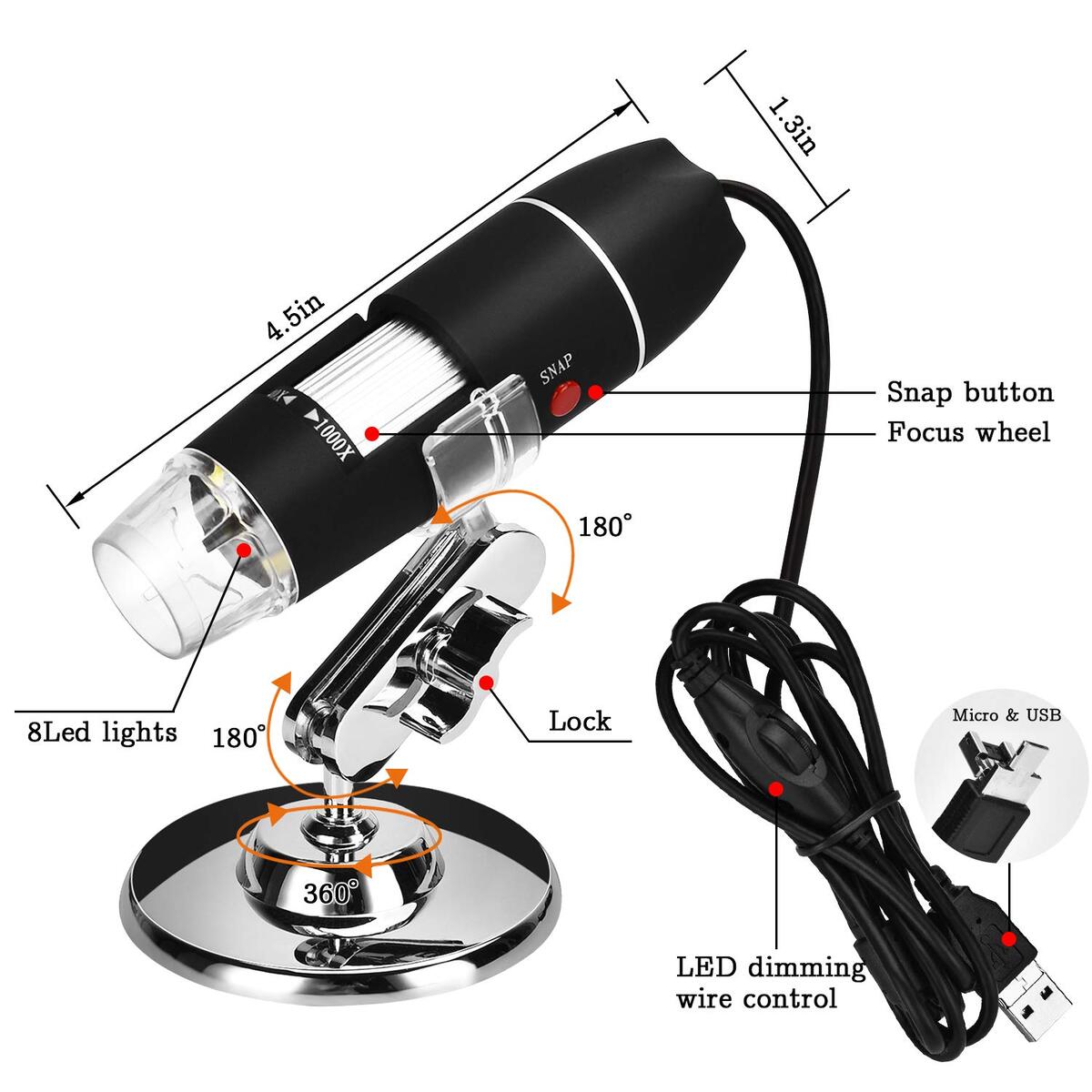 Microscope 1000x Zoom USB