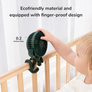Jisulife Life1 Baby Clip Fan Portable 4000mAh Quiet Flexible with child showing it is child finger friendly and eco friendly