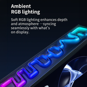 Divoom Times Frame 10.1" Transparent Smart Display (64GB, Wi‑Fi 6, RGB Lighting) RGB lighting strip with text on a dark background