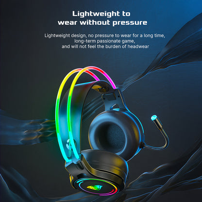 Gaming headset with RGB lighting on a dark background