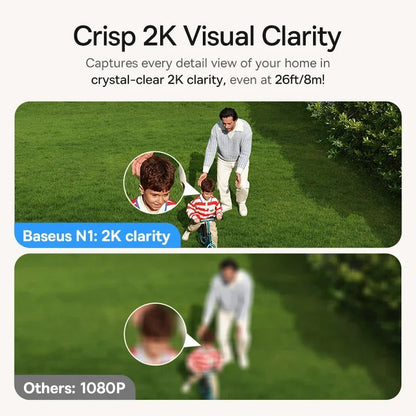 Baseus Security N1 Plus Outdoor Camera 2K 2-Cam Kit Crisp visuals even at 26ft/8m