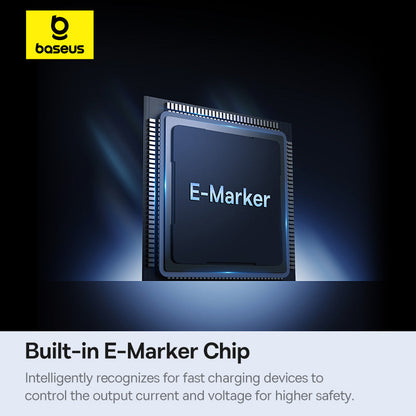 E-Marker chip with Baseus branding on a dark background