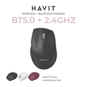 Havit wireless mouse with BT5.0 and 2.4GHz technology on a white background