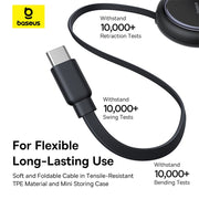 Baseus USB cable with storage case on a white background