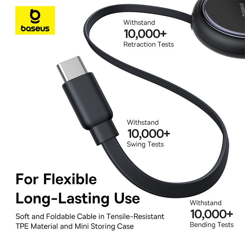 Baseus USB cable with storage case on a white background