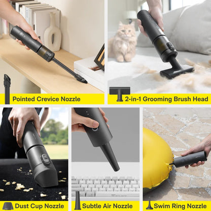 Multifunctional vacuum cleaner head with various nozzles used in different scenarios.