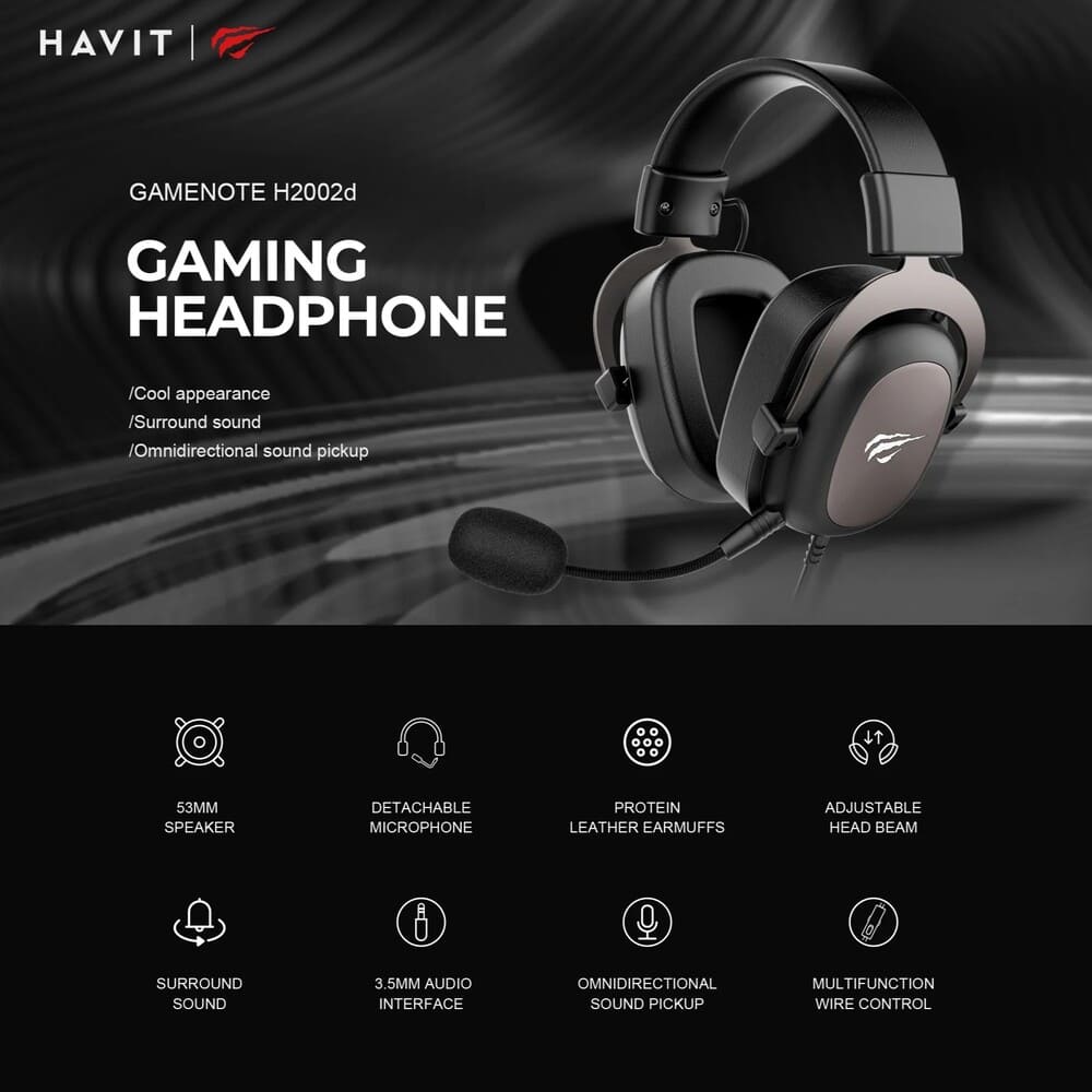 HAVIT H2002D Wired Gaming Headset with Detachable Microphone