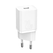 Baseus Super Si Quick Charger 1C 20W EU White Type-C Port and on white background