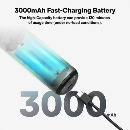 3000mAh fast-charging battery with charging cable on a white background