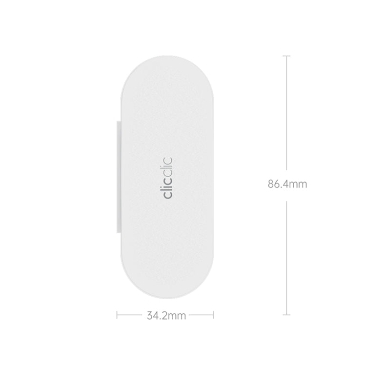 HOTO Clicclic Three-Piece Nail Clipper Set White rectangular device with 'clicclic' branding and dimensions on a white background