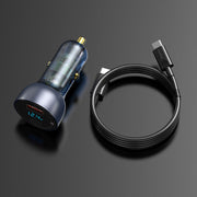 Baseus phone car charger with cable on black background