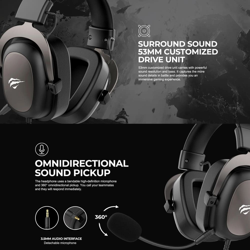 HAVIT H2002D Wired Gaming Headset with Detachable Microphone
