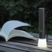HOTO Flashlight Fit 280 Lumens Rechargeable Torch Portable flashlight on a wooden surface with an open book in the background