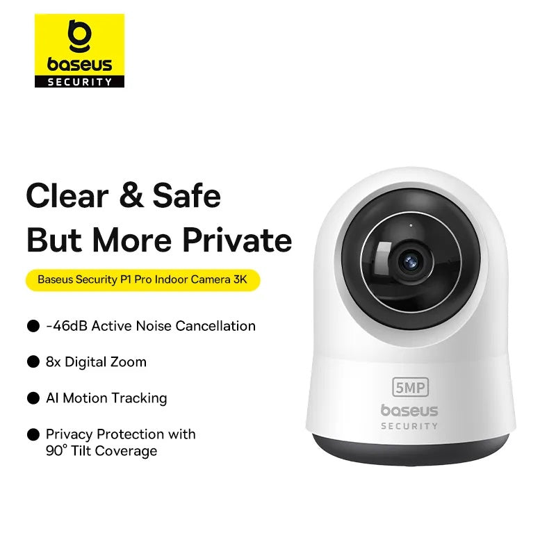 Baseus P1 Pro Indoor Camera 3K AI Pan Tilt Baby Monitor Cam