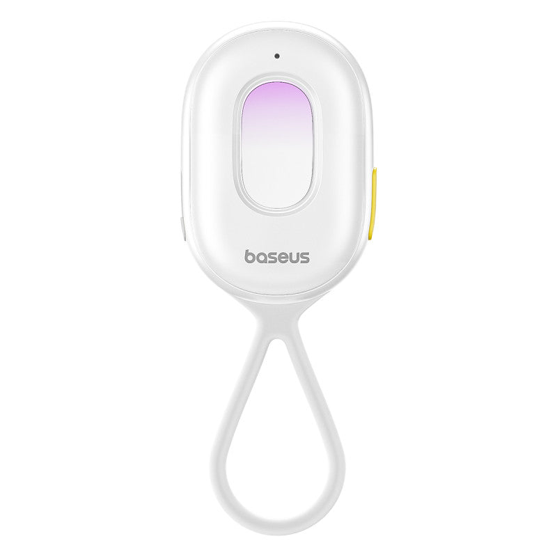 A white Baseus Heyo Series II Camera Detector with an LED light, designed to detect hidden cameras.