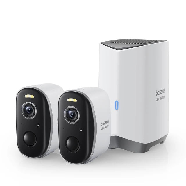 Baseus Security N1 Plus Outdoor Camera 2K 2-Cam Kit On White Background