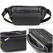 Divoom Pixoo Slingbag‑V Smart LED Sling Bag (4.7" Pixel Screen, App Control) Black waist bag with multiple views on a white background