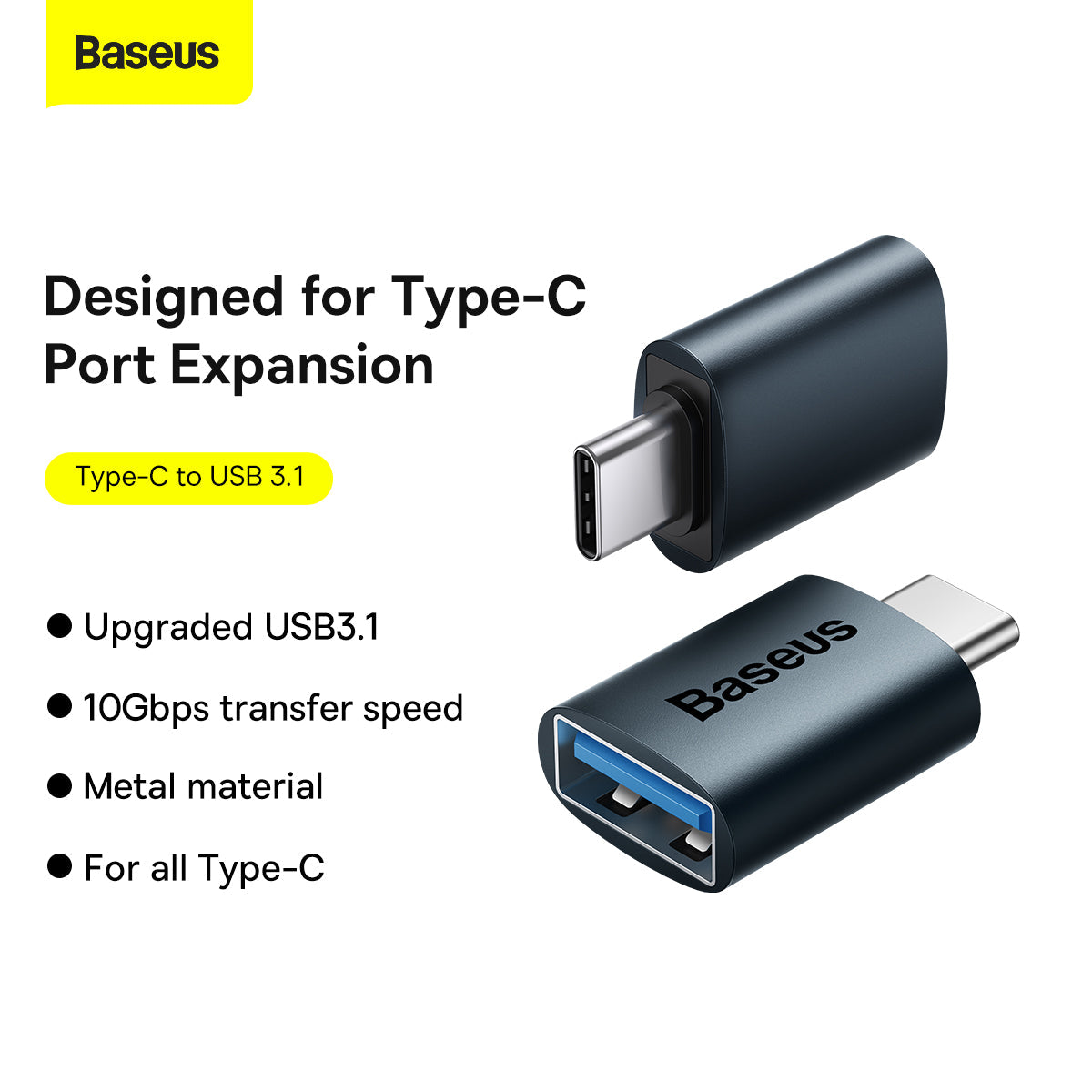 Baseus Ingenuity Series Mini OTG Adaptor Type C to USB-A 3.1 Blue 10bps transfer speed