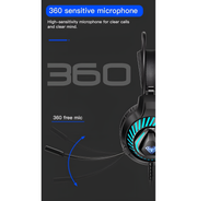 Headset with 360 sensitive microphone feature on a dark background Aula S605 Wired RBG Gaming Headset