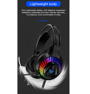 Gaming headset with RGB lighting on a black background Aula S605 Wired RBG Gaming Headset