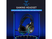 Gaming headset with AULA branding on a dark background