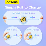 Baseus Leo Retractable Charging Cable 3-in-1 USB to M+L+C 3.5A Blue 10