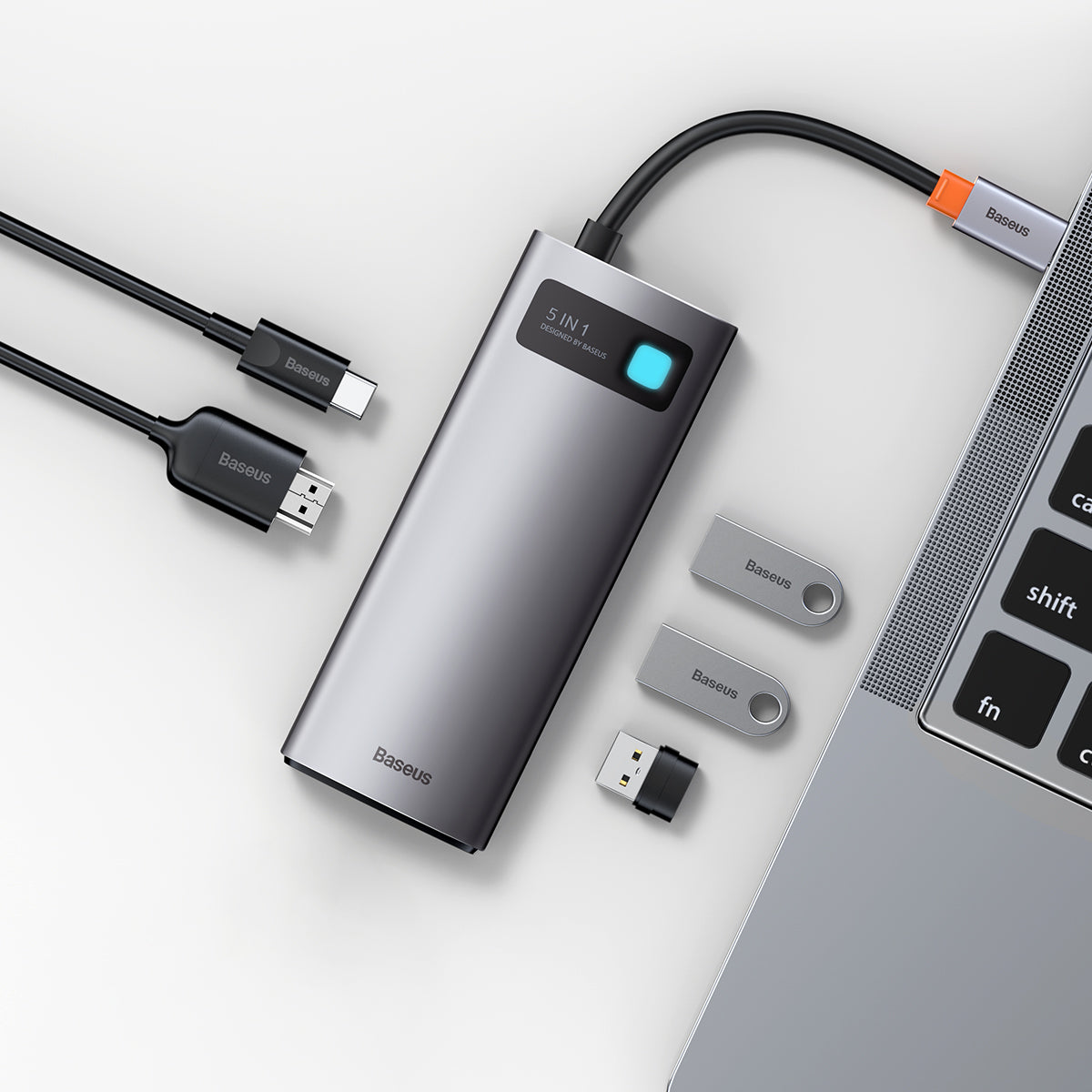 Baseus Metal Gleam Series 5-in-1 Multifunctional Type-C HUB Docking Station Silver 10