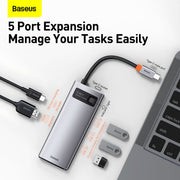 Baseus Metal Gleam Series 5-in-1 Multifunctional Type-C HUB Docking Station Silver 4