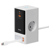 Baseus PowerCombo Series 65W Digital PowerStrip with Retractable-C Cable - Smart Version White 1