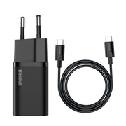 Baseus Super Si 25W Quick Charger and 1M Type C to Type C Cable - Black 1