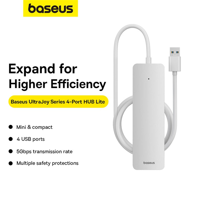 Baseus Ultrajoy Series 4-in-1 Hub Adapter (100cm Cable) - with 4x USB 3.0 ports White 4
