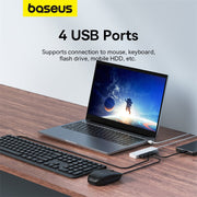 Baseus Ultrajoy Series 4-in-1 Hub Adapter (100cm Cable) - with 4x USB 3.0 ports White 5