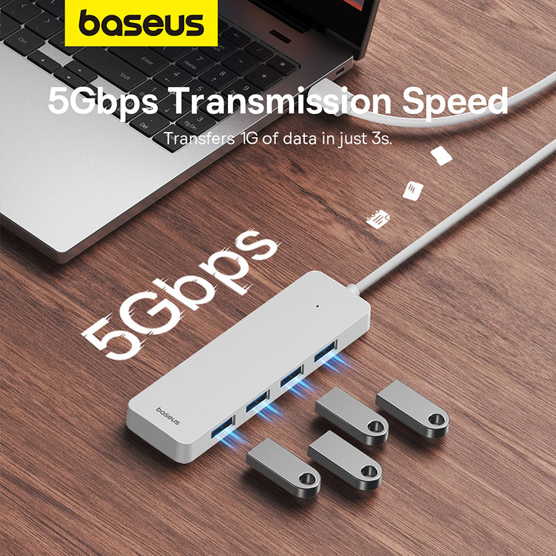 Baseus Ultrajoy Series 4-in-1 Hub Adapter (100cm Cable) - with 4x USB 3.0 ports White 6
