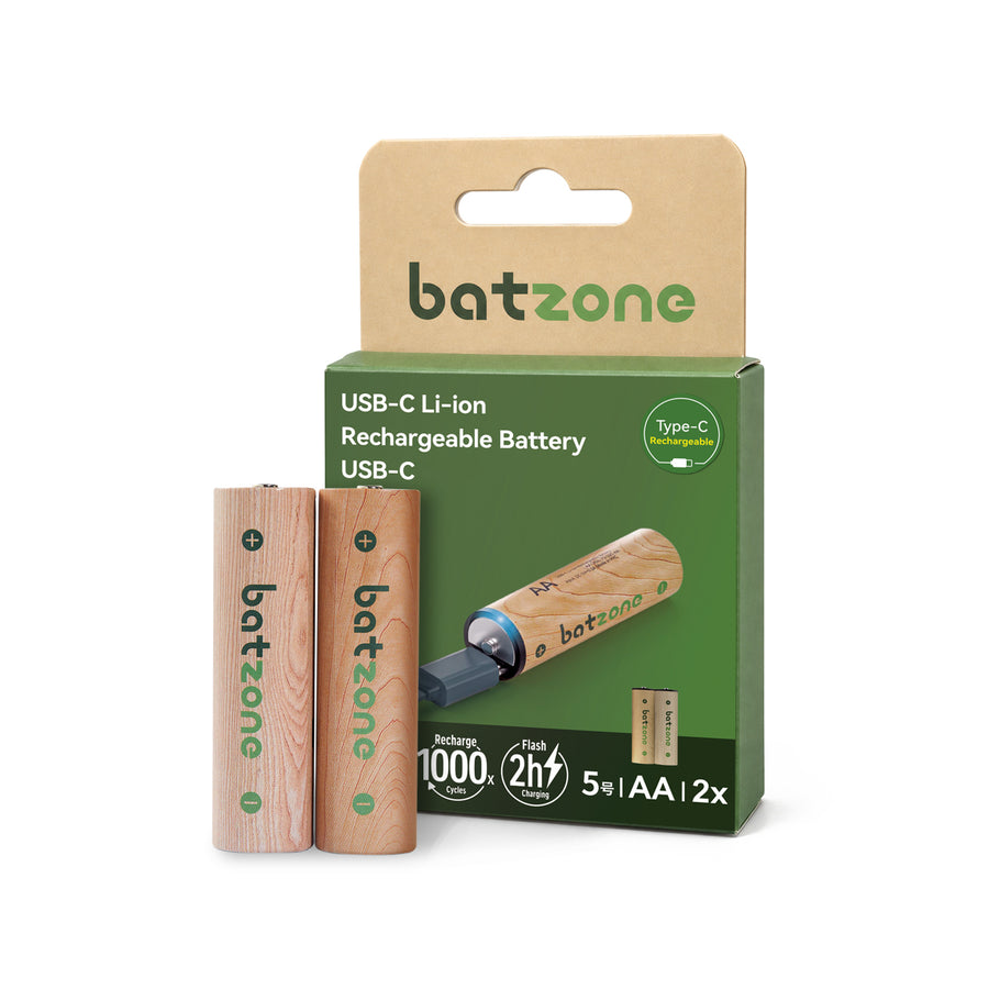 AA Rechargeable Battery 1.5V Type-C Li-ion (Batzone 2220mWh)