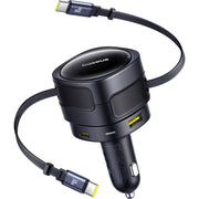 Car charger with USB-C cable on a white background