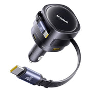 Boseus car charger with USB-C cable on a white background