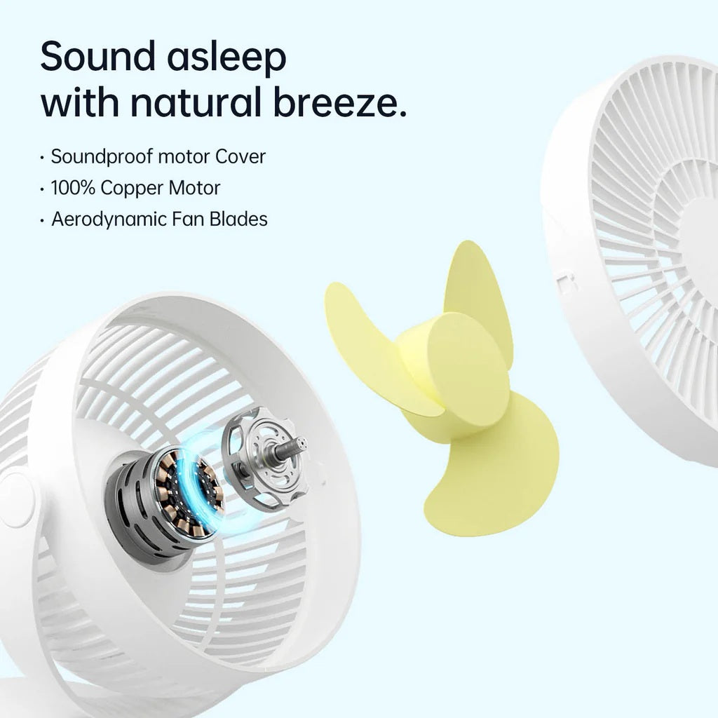 Jisulife Life1 Plus Clip Fan Rechargeable Portable 4000mAh has sound proof motor cover with 100% copper motor